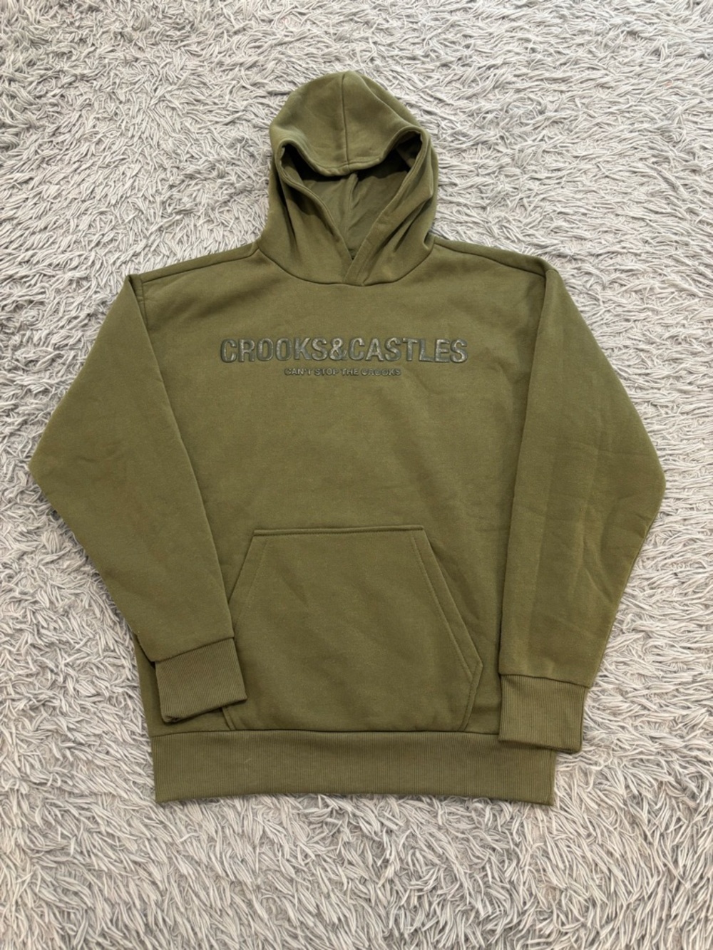 Crooks And Castles Men’s Green Pullover Fleece Hoodie Medium Winter Athleisure